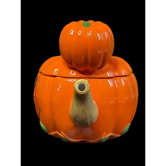 Disney Sculpted Ceramic Mickey Mouse Jack-o-Lantern Pumpkin Tea Set Halloween - Picture 6 of 8